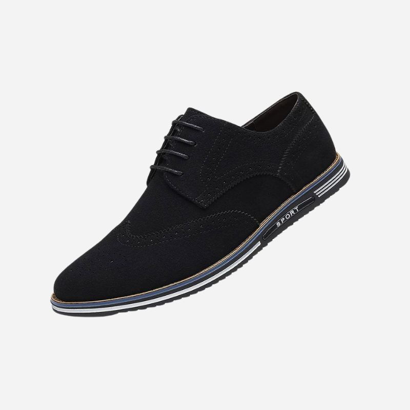 Chaussures Homme Noires En Daim À Lacets Plates