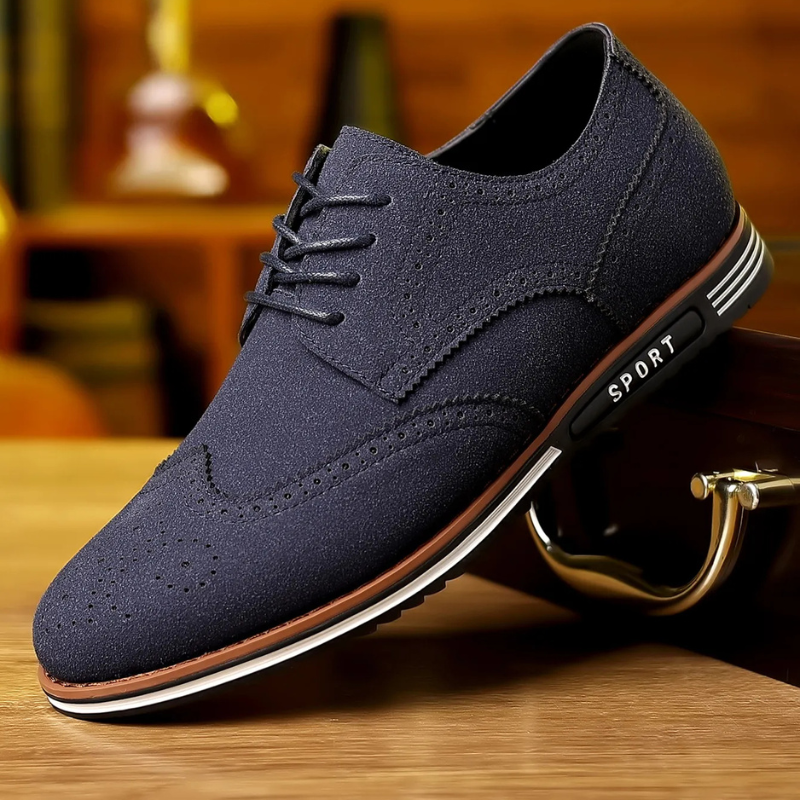 Chaussures Homme Noires En Daim À Lacets Plates