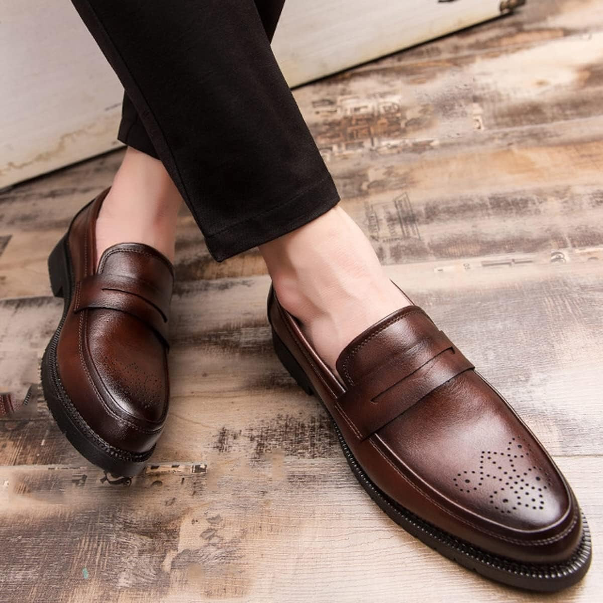 Mocassins Habillés En Cuir Véritable Pour Homme