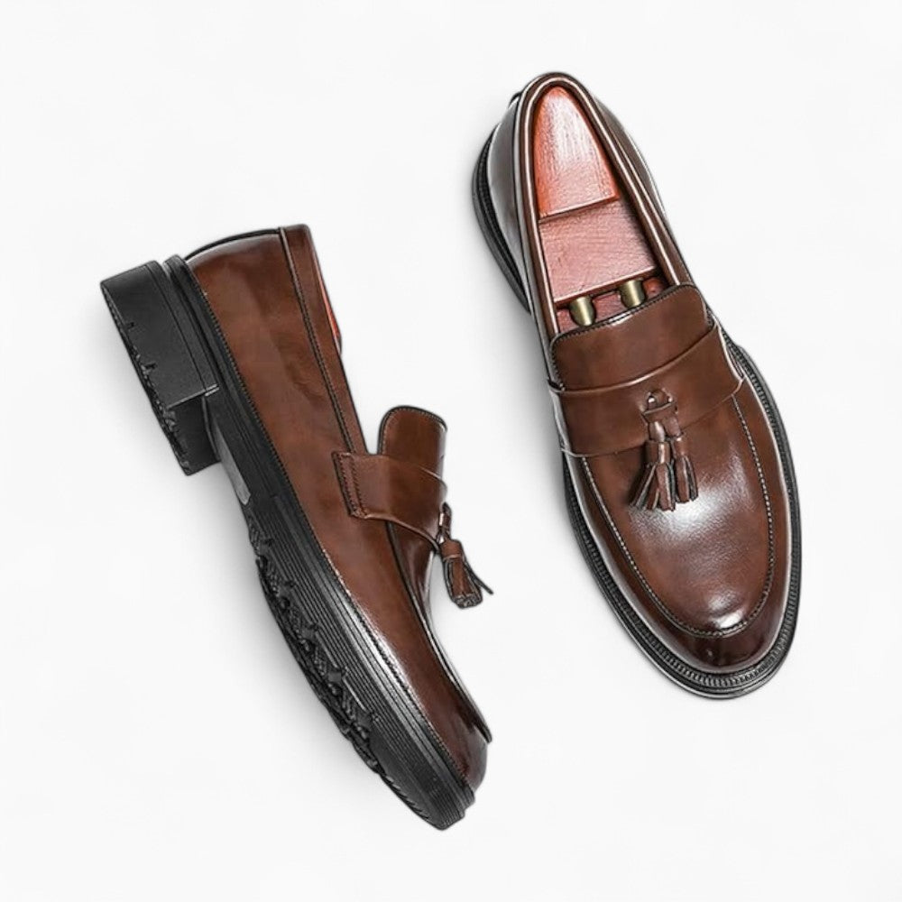 Mocassins Habillés À Glands En Cuir Véritable Pour Homme