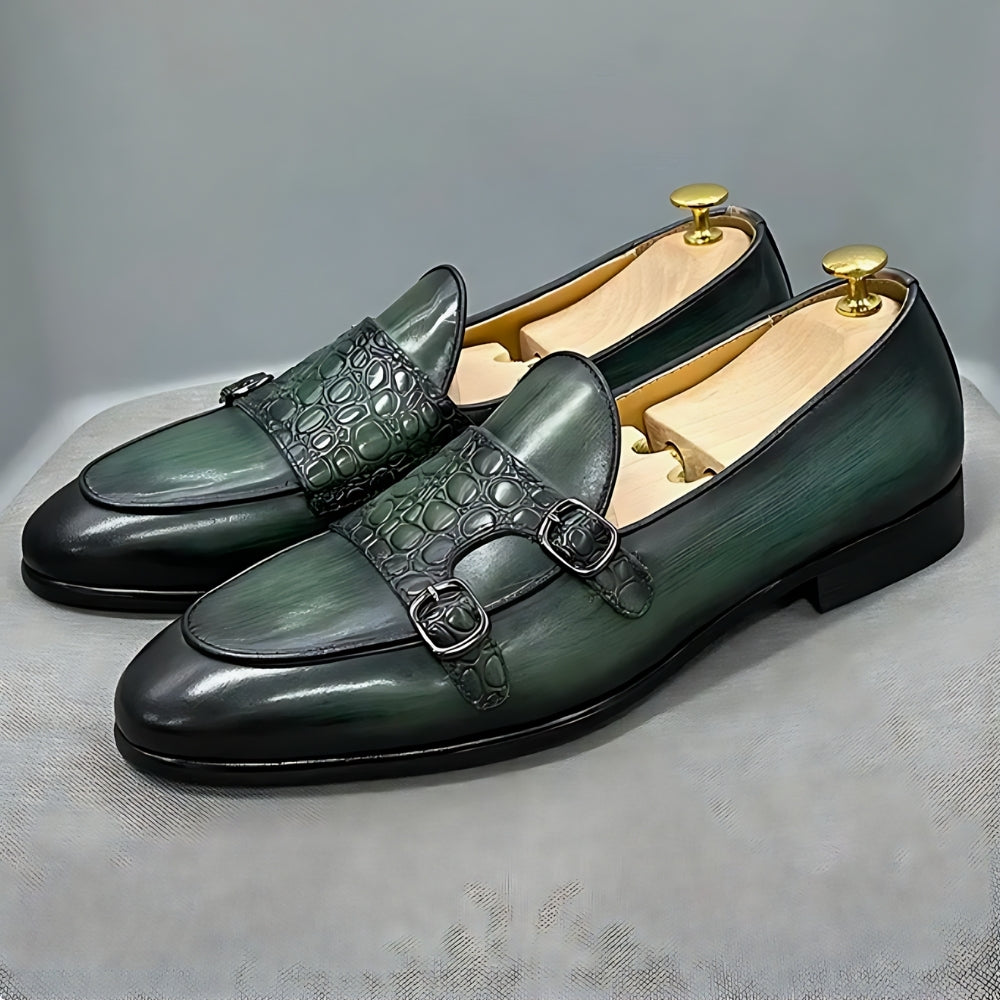 Mocassins verts à patte effet croco — Vert