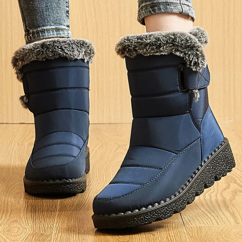 Bottes de neige imperméables pour femme avec doublure chaude