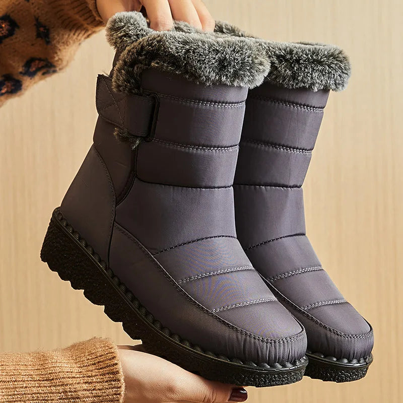 Bottes de neige imperméables pour femme avec doublure chaude