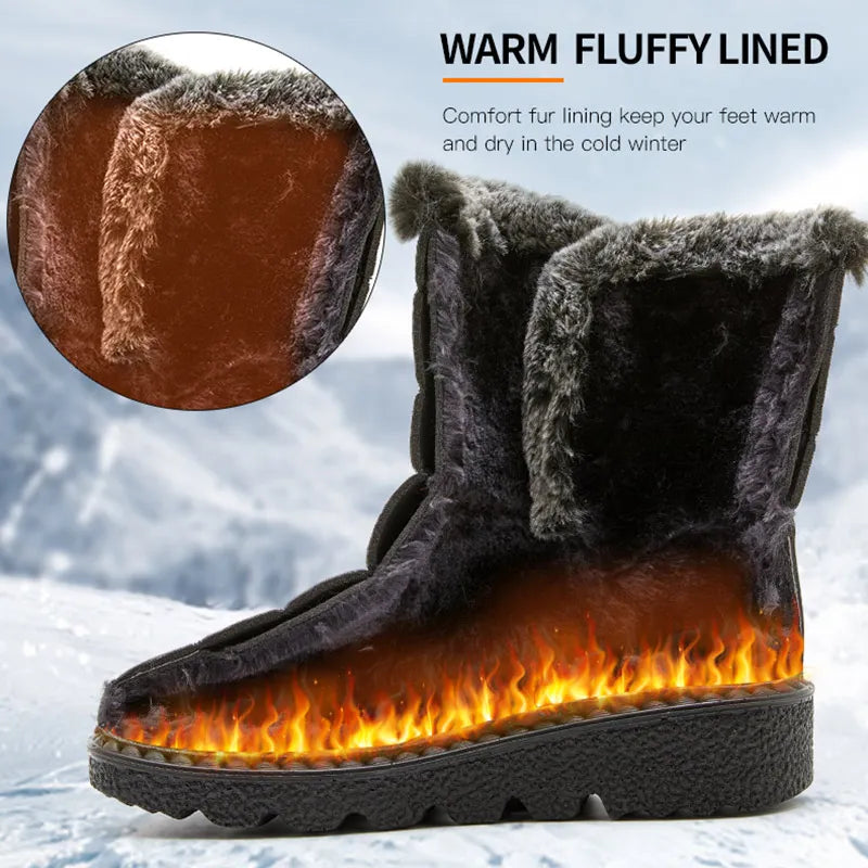 Bottes de neige imperméables pour femme avec doublure chaude