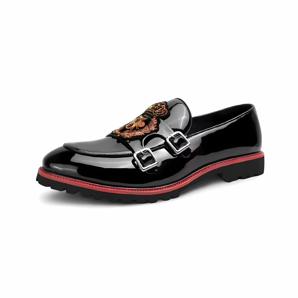 Mocassins vernis à motif abeille — Noir