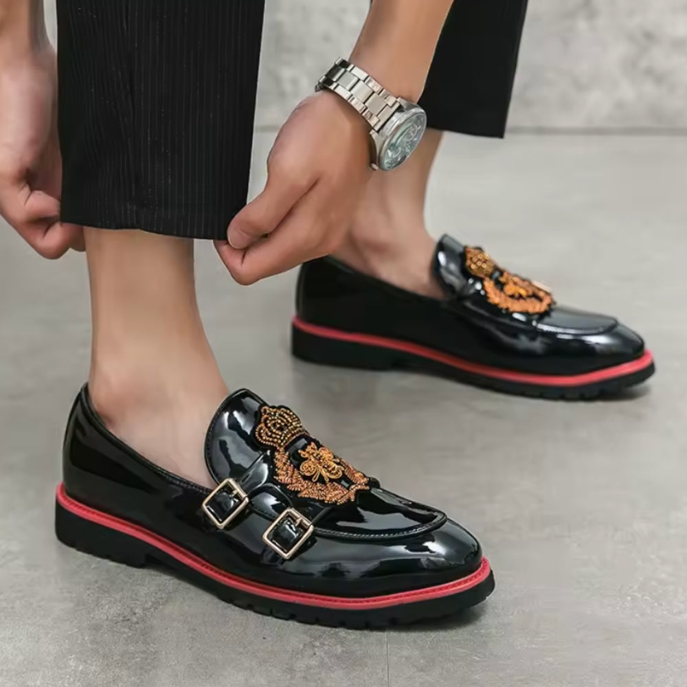 Mocassins vernis à motif abeille — Noir