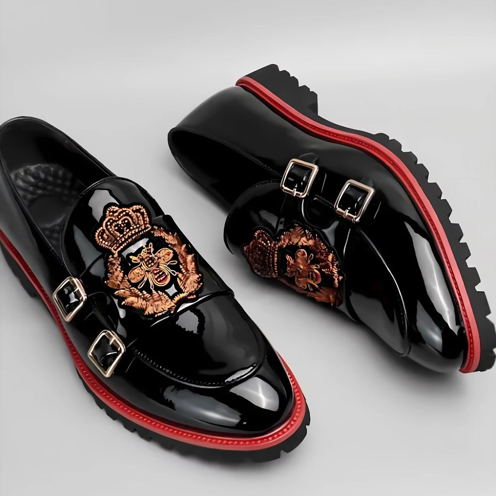Mocassins vernis à motif abeille — Noir