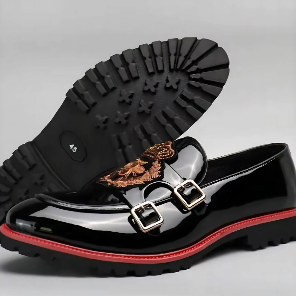 Mocassins vernis à motif abeille — Noir
