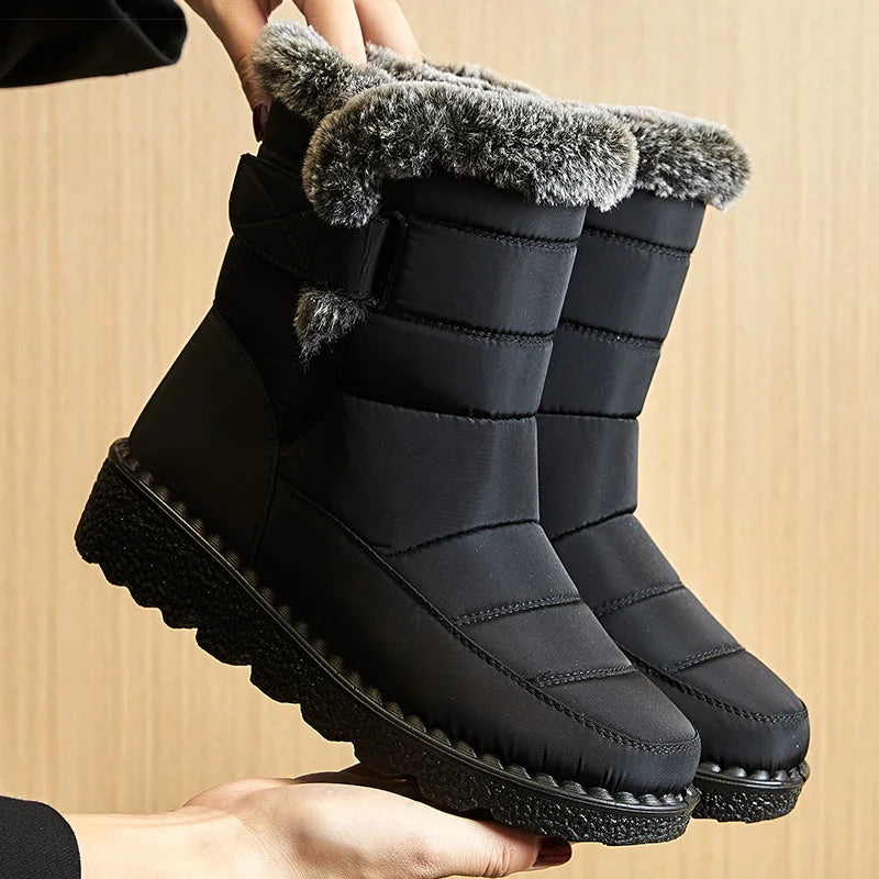 Bottes de neige imperméables pour femme avec doublure chaude