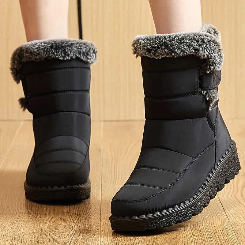 Bottes de neige imperméables pour femme avec doublure chaude