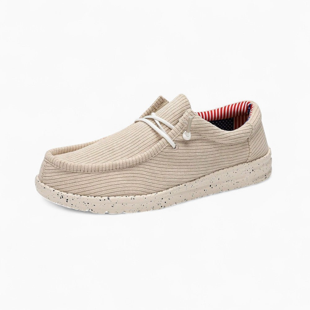 Mocassins à lacets à surface côtelée — Beige
