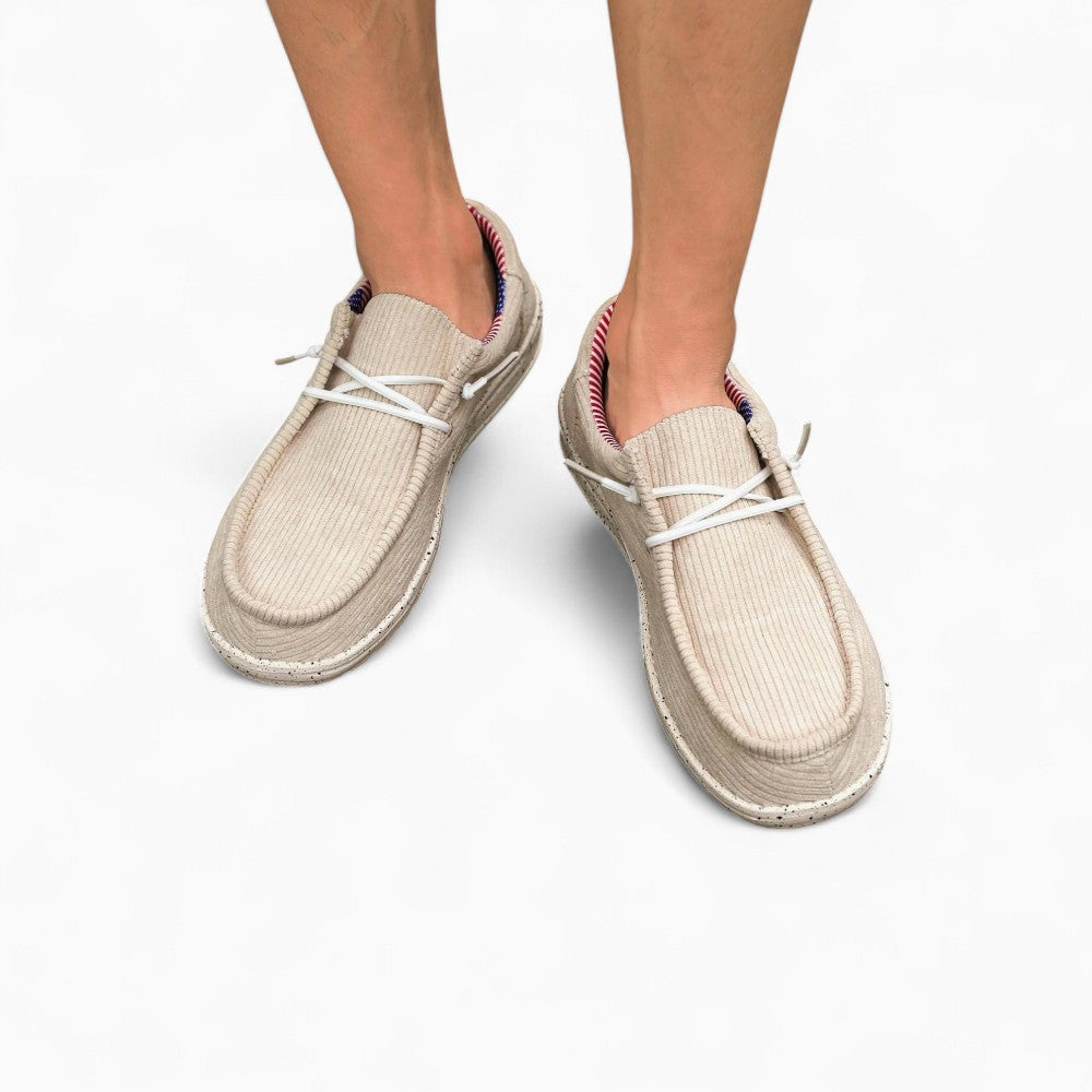 Mocassins à lacets à surface côtelée — Beige