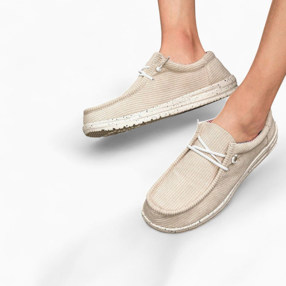 Mocassins à lacets à surface côtelée — Beige