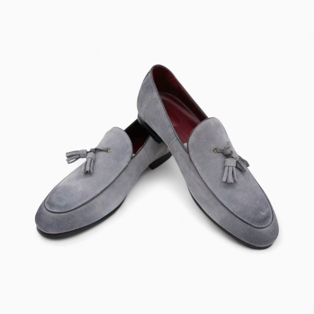 Mocassins En Daim Véritable Souple Et Classique À Glands Pour Homme