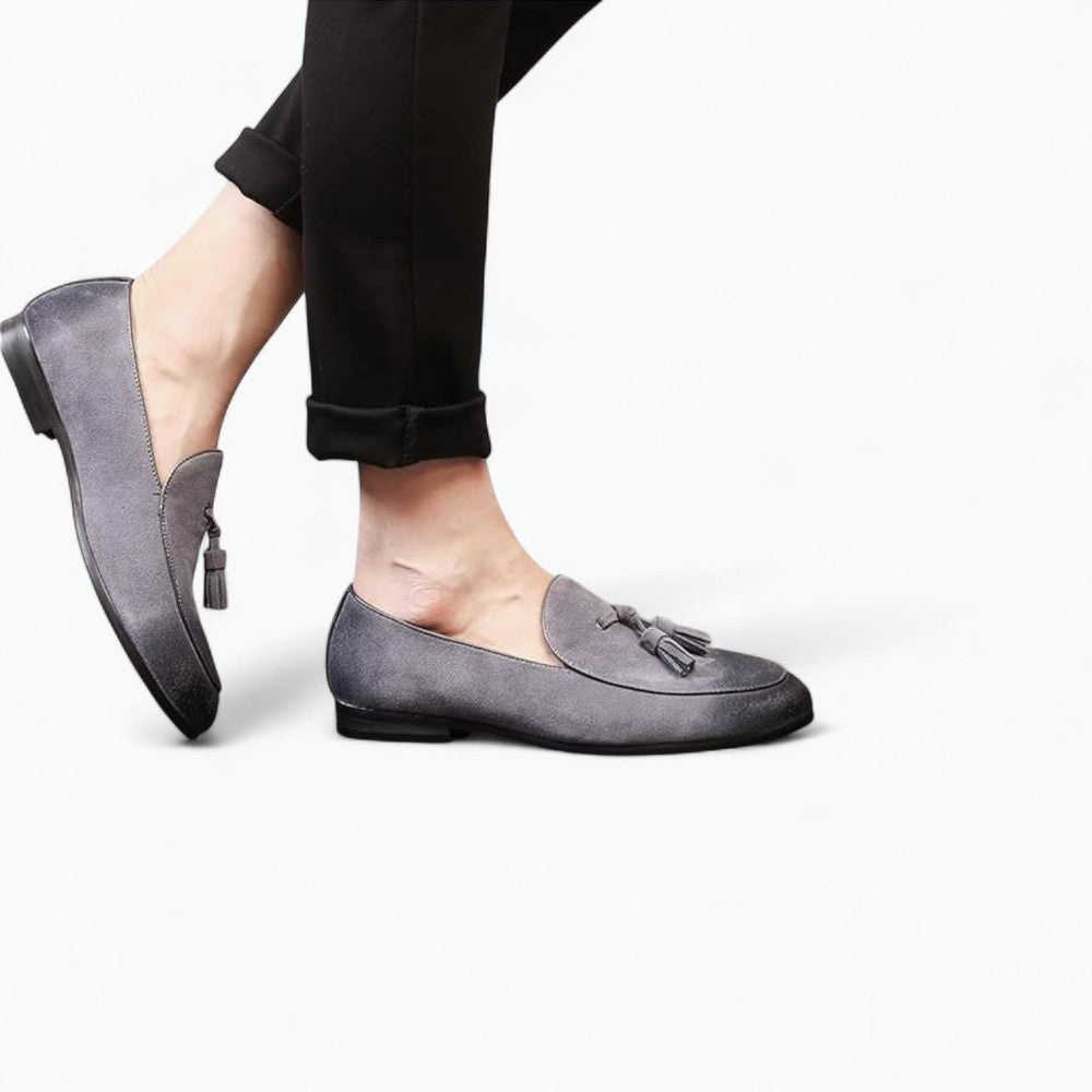 Mocassins En Daim Véritable Souple Et Classique À Glands Pour Homme