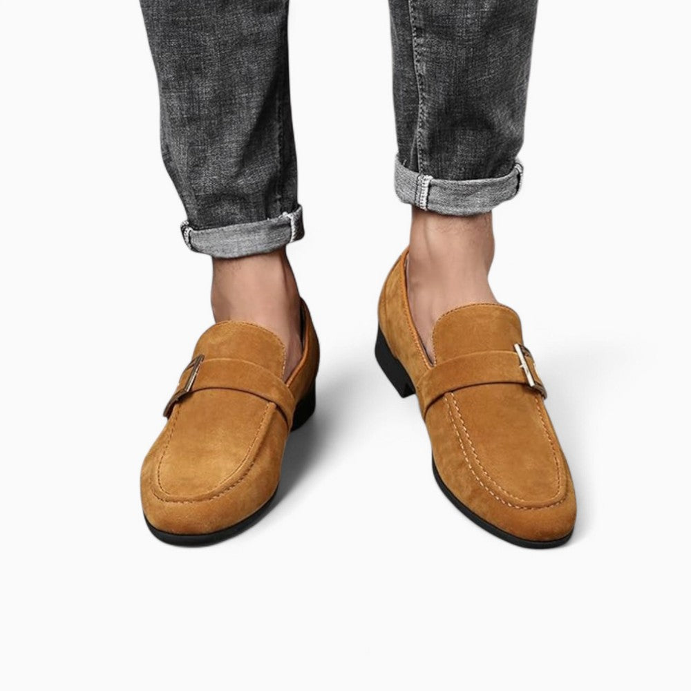Mocassins En Daim À Talon Carré Pour Hommes