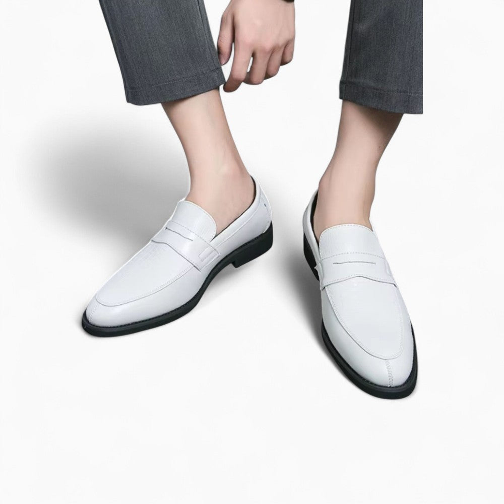 Mocassins En Cuir Synthétique Style Formel En Blanc Pour Hommes