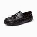 Mocassins En Cuir Vernis Noir Effet Peau De Crocodile