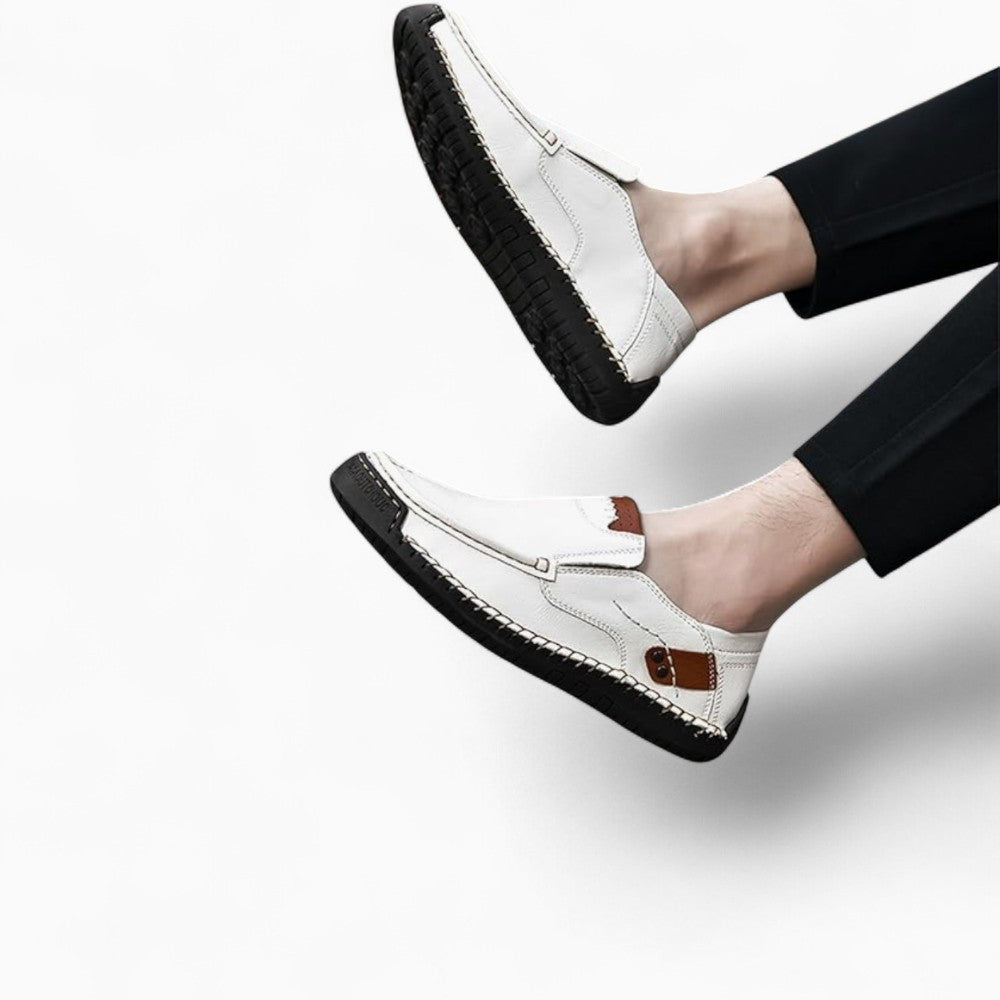 Mocassins Effet Cuir Blanc Pour Hommes