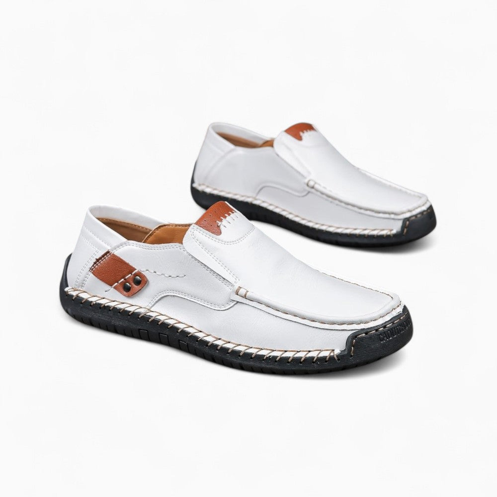 Mocassins Effet Cuir Blanc Pour Hommes