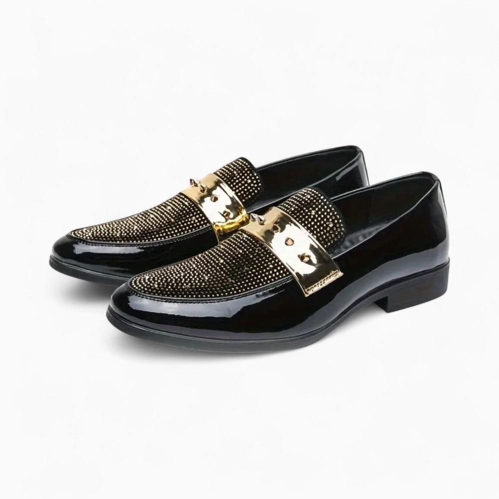 Mocassins Dorés À Clous Pour Hommes