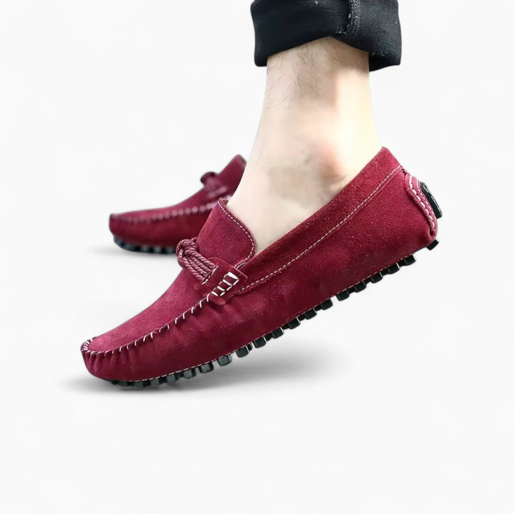 Mocassins Design En Daim Rouge Pour Hommes