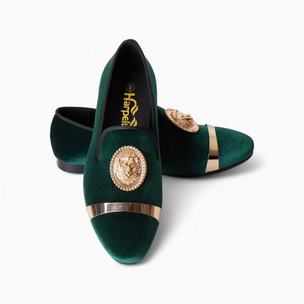 Mocassins De Mariage En Velours Avec Écusson Tigre
