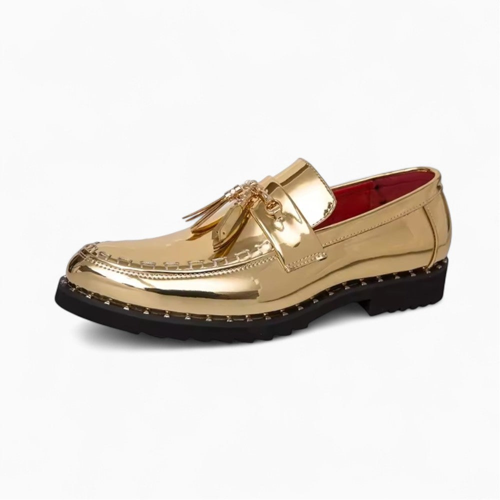 Mocassins À Glands Vernis À Boucle Dorée Pour Homme