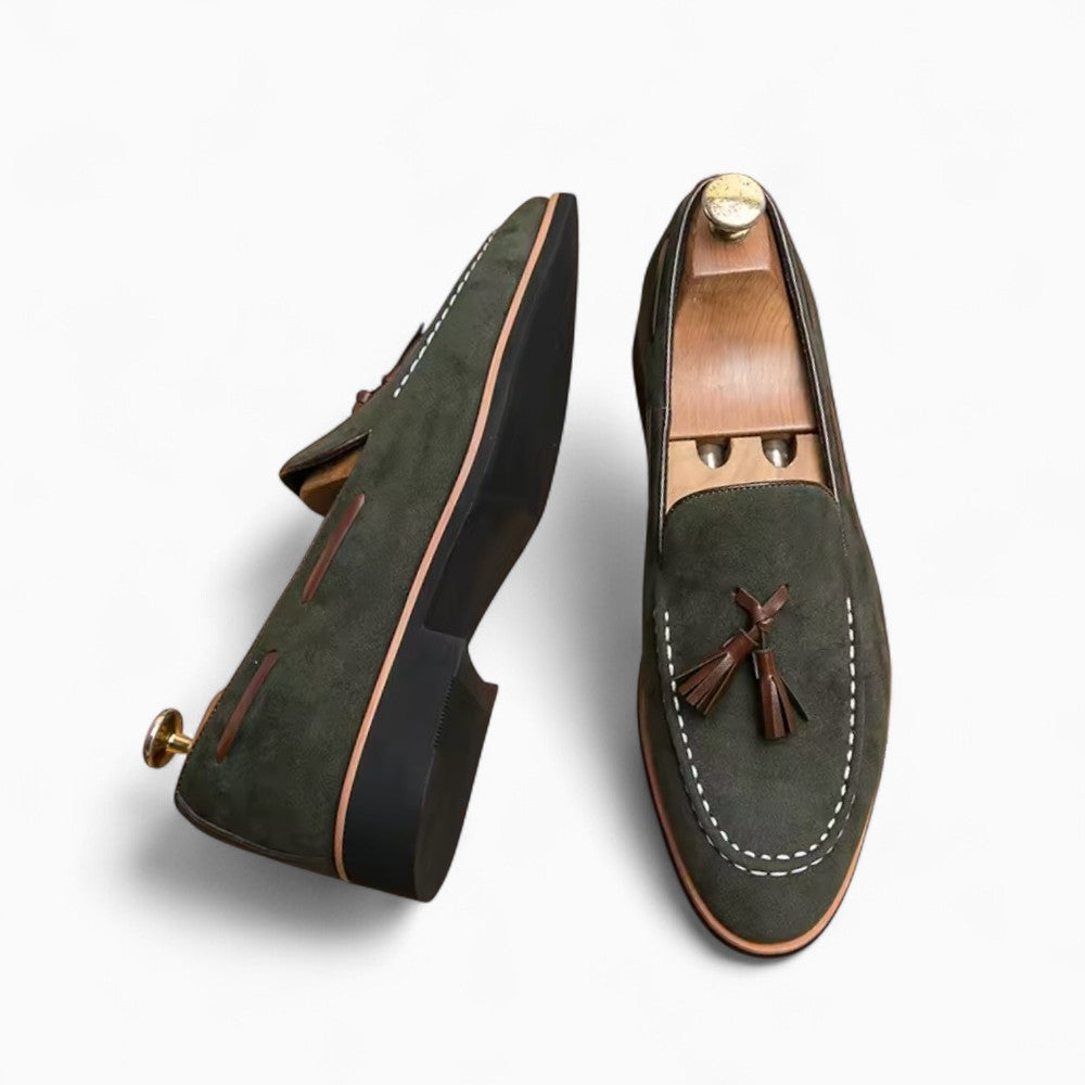 Mocassins À Glands En Daim Verts