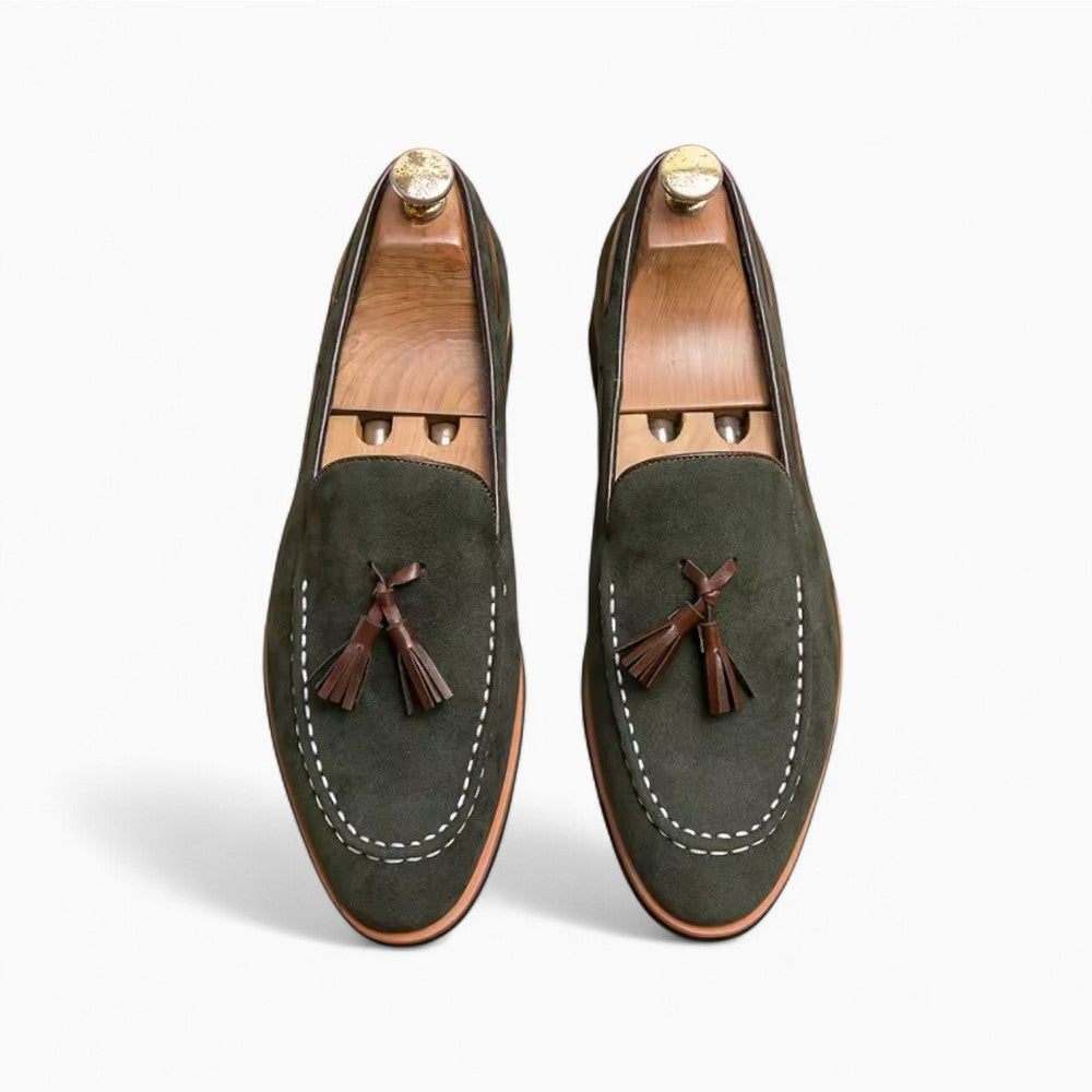 Mocassins À Glands En Daim Verts