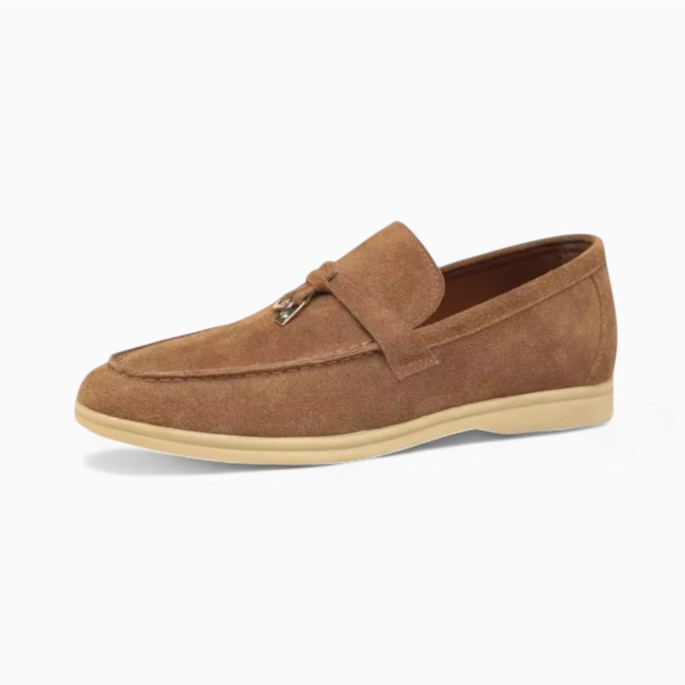 Mocassins À Glands En Daim Camel Pour Homme