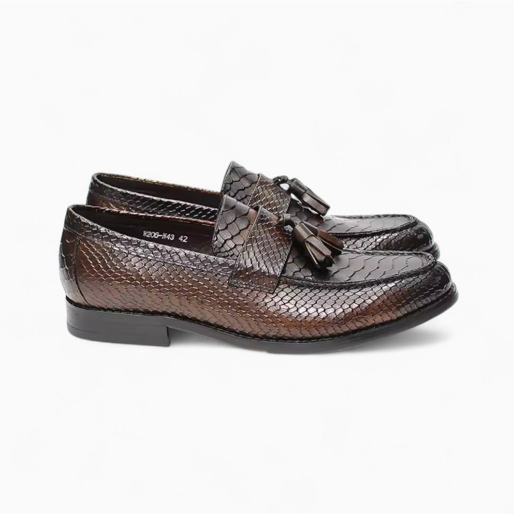 Mocassins À Glands En Cuir Véritable Effet Serpent