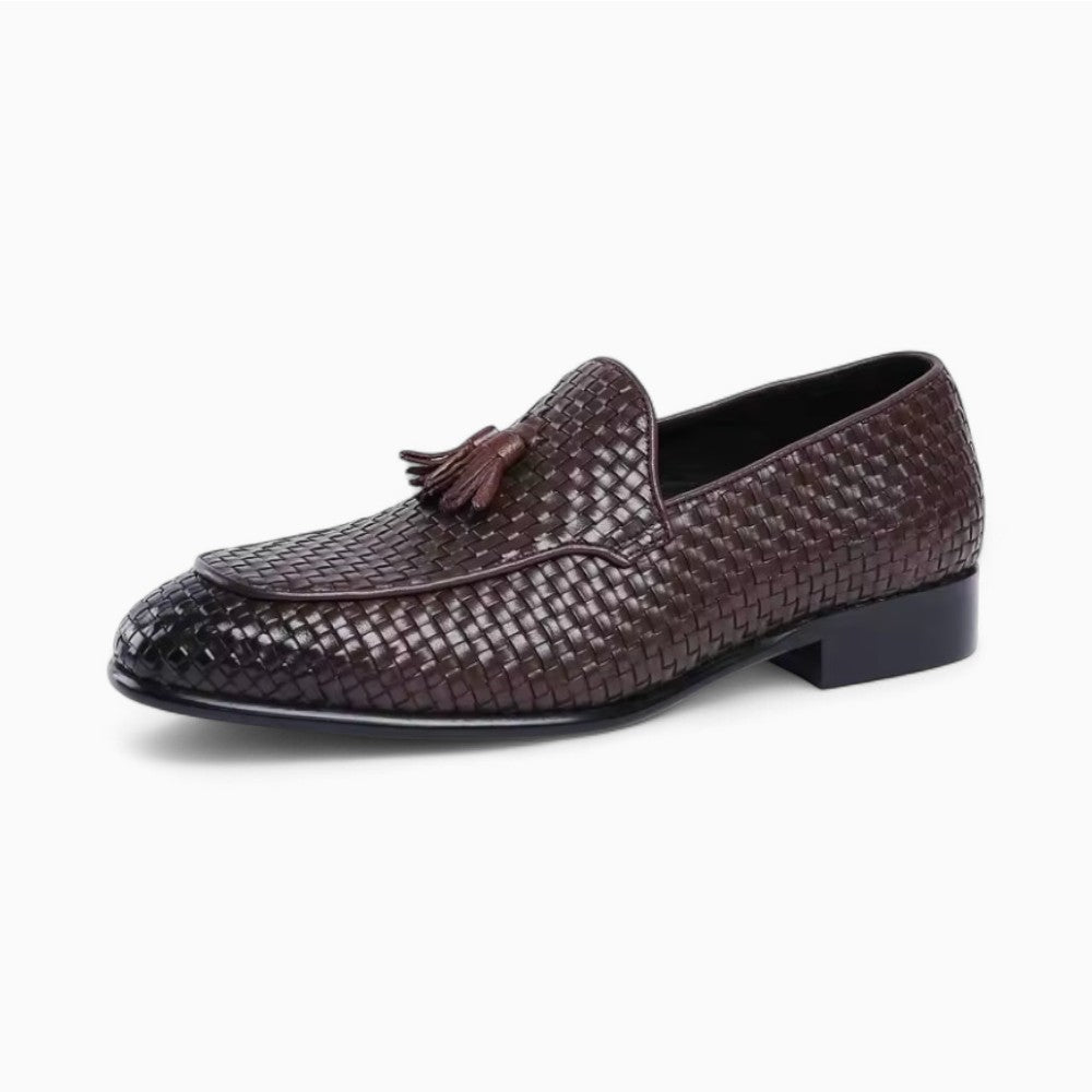 Mocassins À Glands En Cuir Effet Tressé