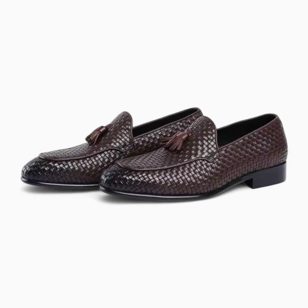Mocassins À Glands En Cuir Effet Tressé