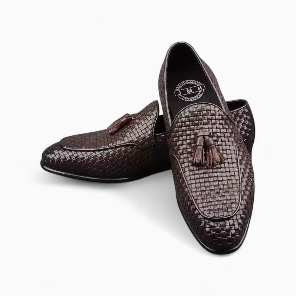 Mocassins À Glands En Cuir Effet Tressé