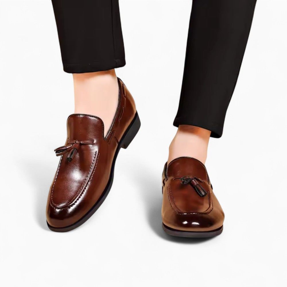 Mocassins à glands marron effet cuir en PU pour hommes