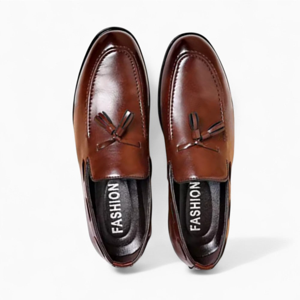 Mocassins à glands marron effet cuir en PU pour hommes