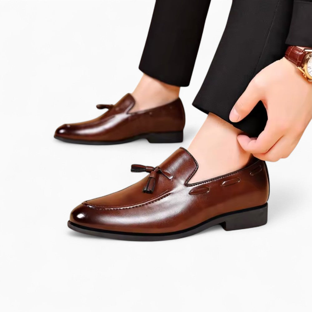 Mocassins à glands marron effet cuir en PU pour hommes