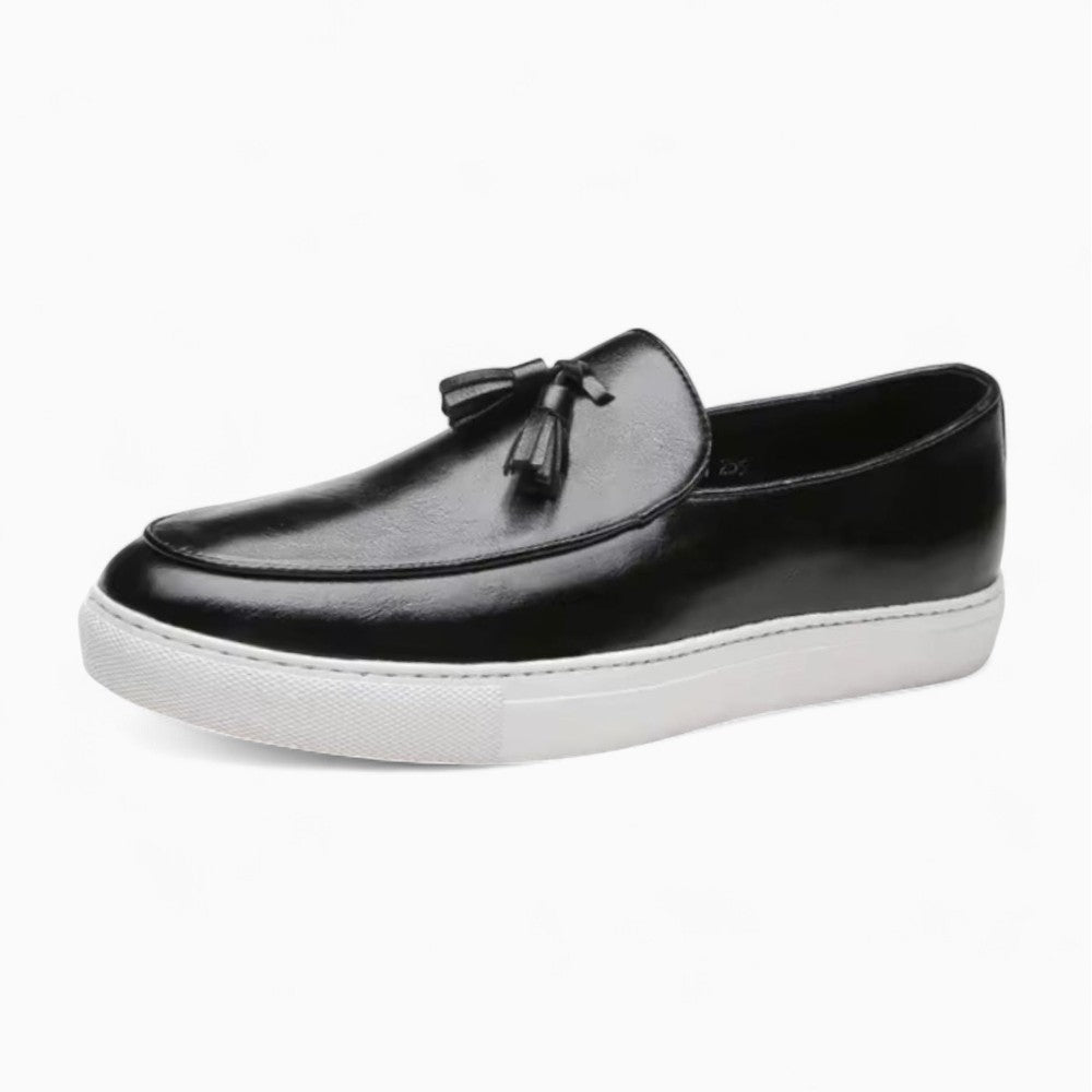 Mocassins À Gland En Cuir À Semelles Blanches Pour Hommes