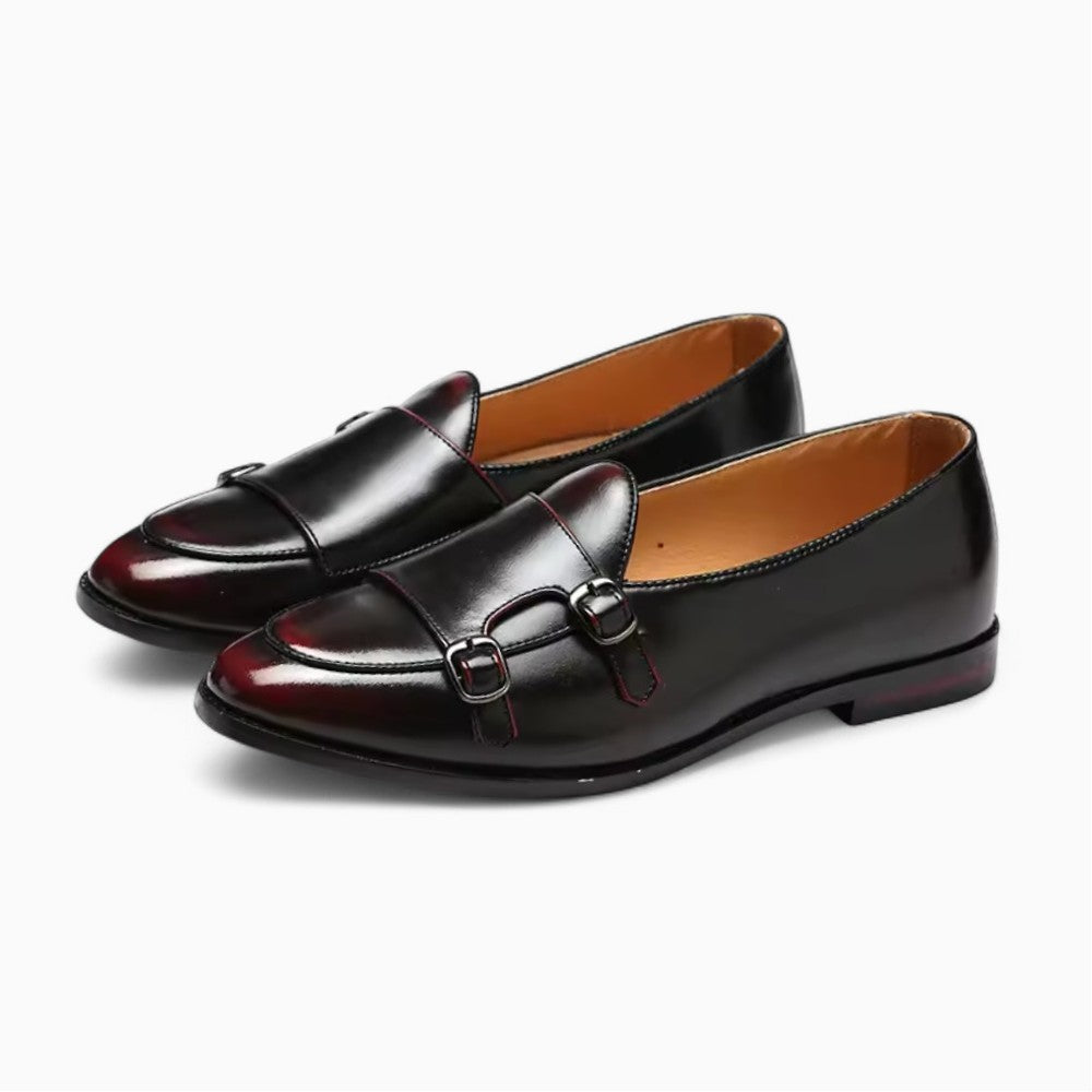 Mocassins Noirs Vernis À Bordures Rouges Pour Hommes