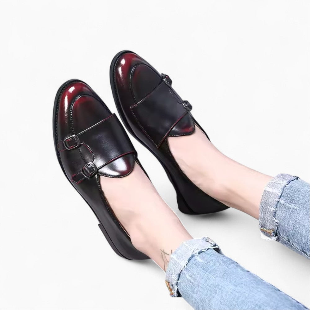 Mocassins Noirs Vernis À Bordures Rouges Pour Hommes