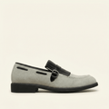 Mocassin à Franges et Boucle Décorative en Cuir Velours