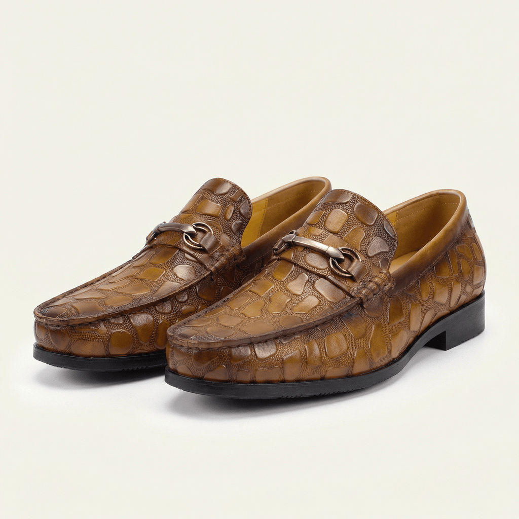 Mocassin à Mors en Cuir Embossé Crocodile