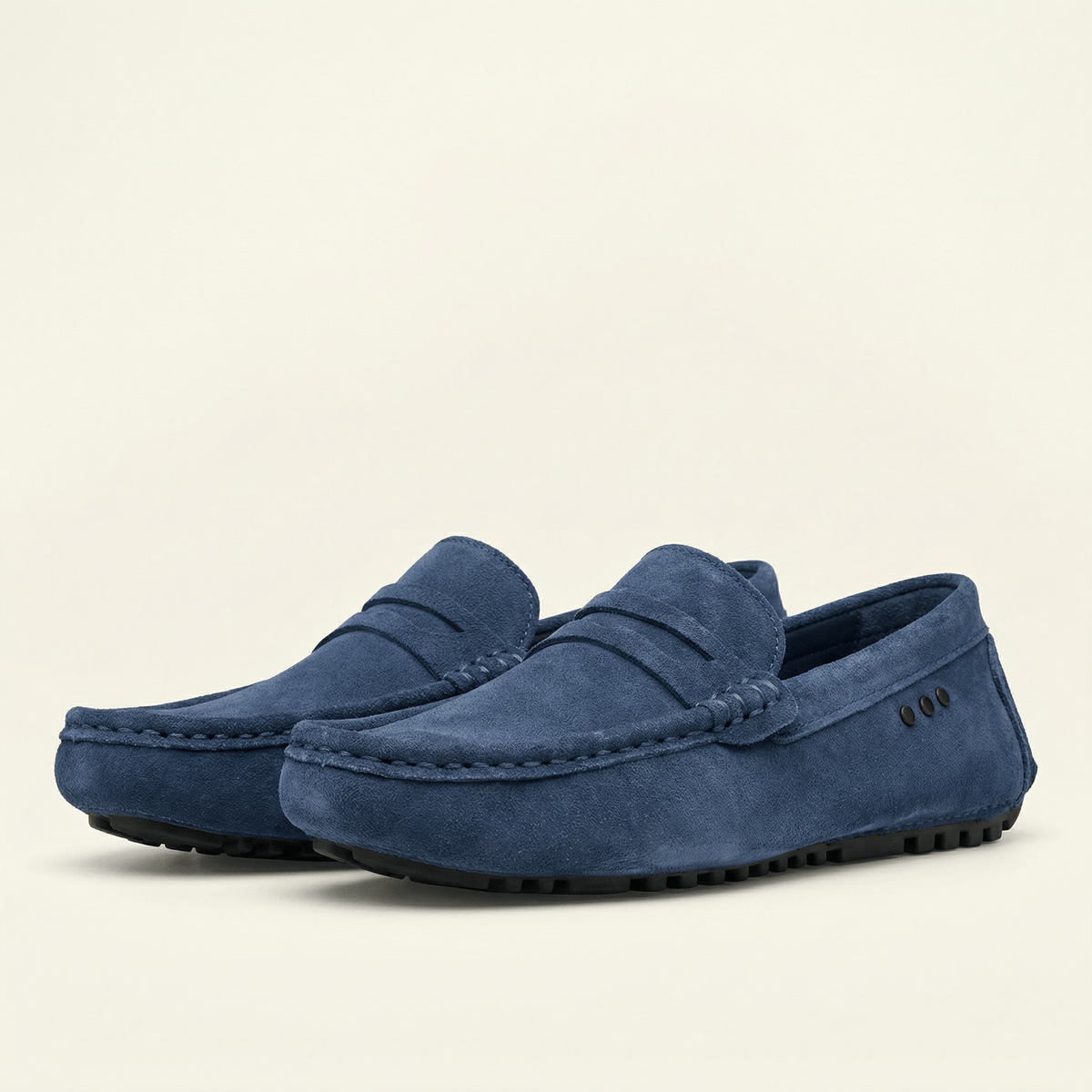 Mocassin à Picots avec Bande en Cuir Suédé