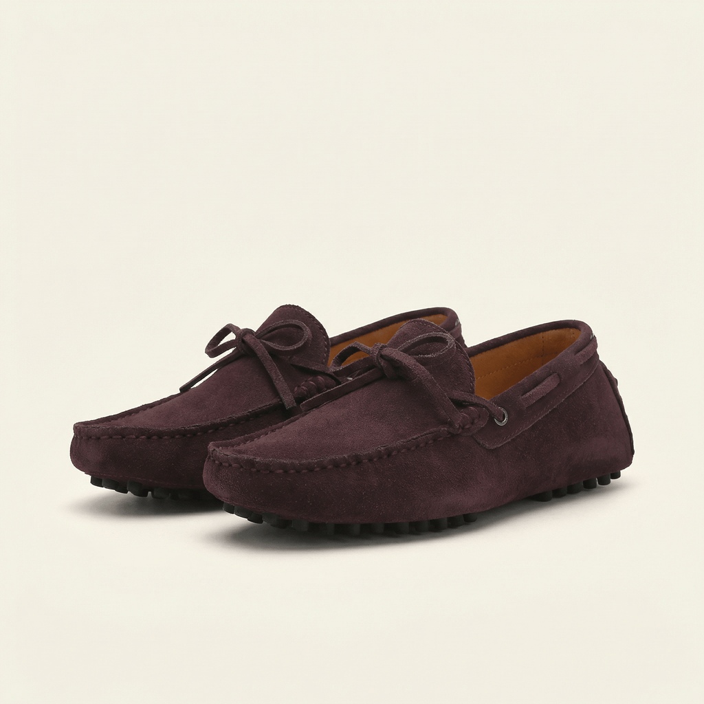 Mocassin à Picots en Daim avec Lacets Décoratifs