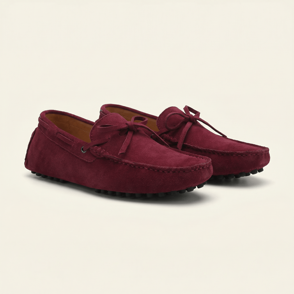 Mocassin à Picots en Daim avec Lacets Décoratifs