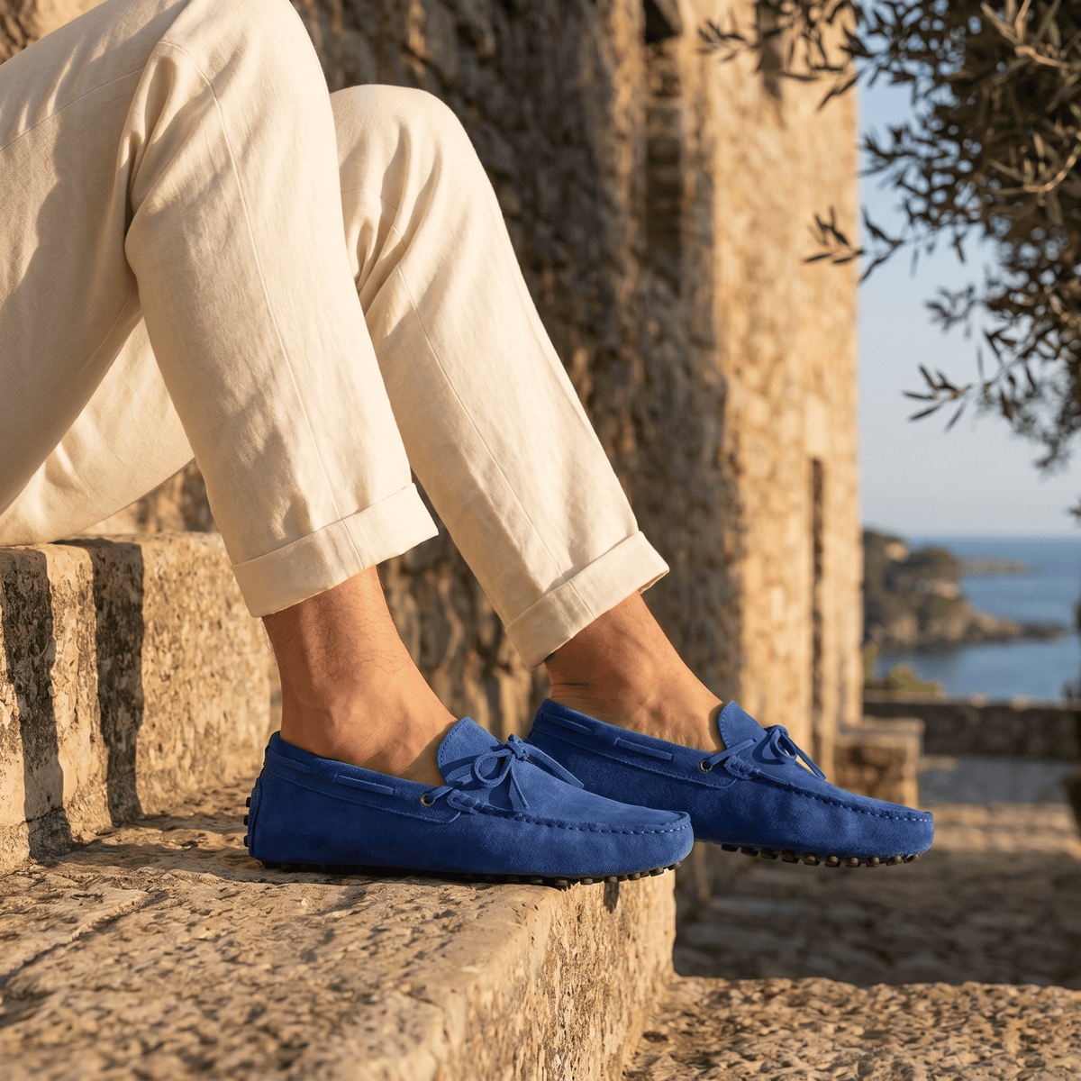 Mocassin à Picots en Daim avec Lacets Décoratifs