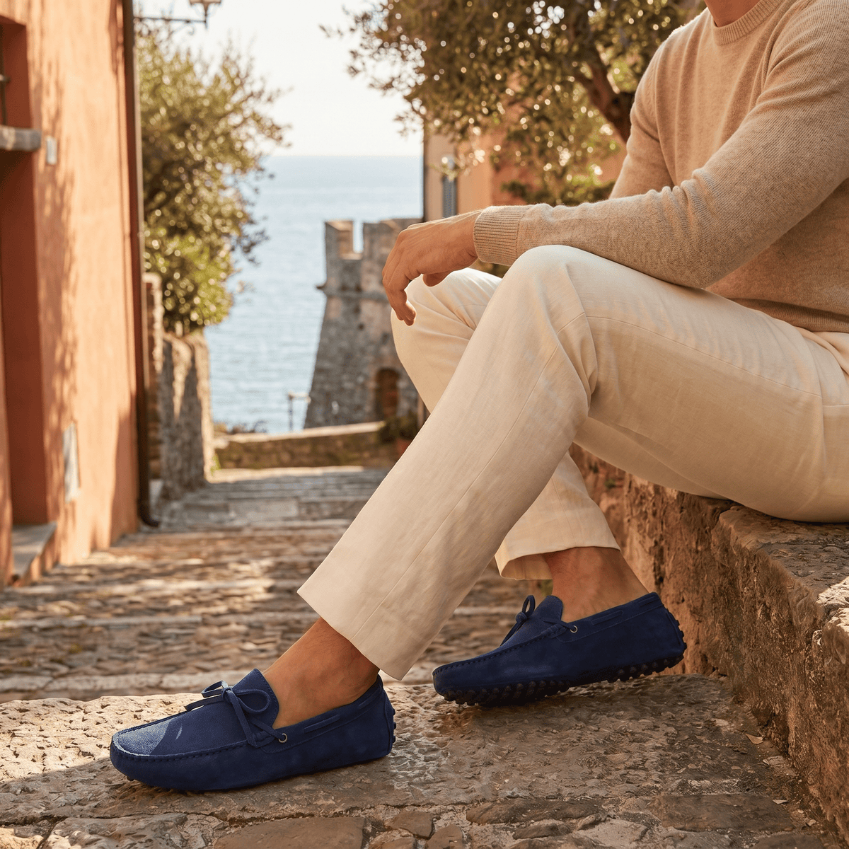 Mocassin à Picots en Daim avec Lacets Décoratifs