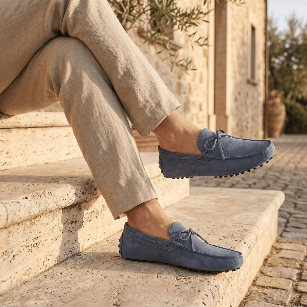 Mocassin à Picots en Daim avec Lacets Décoratifs