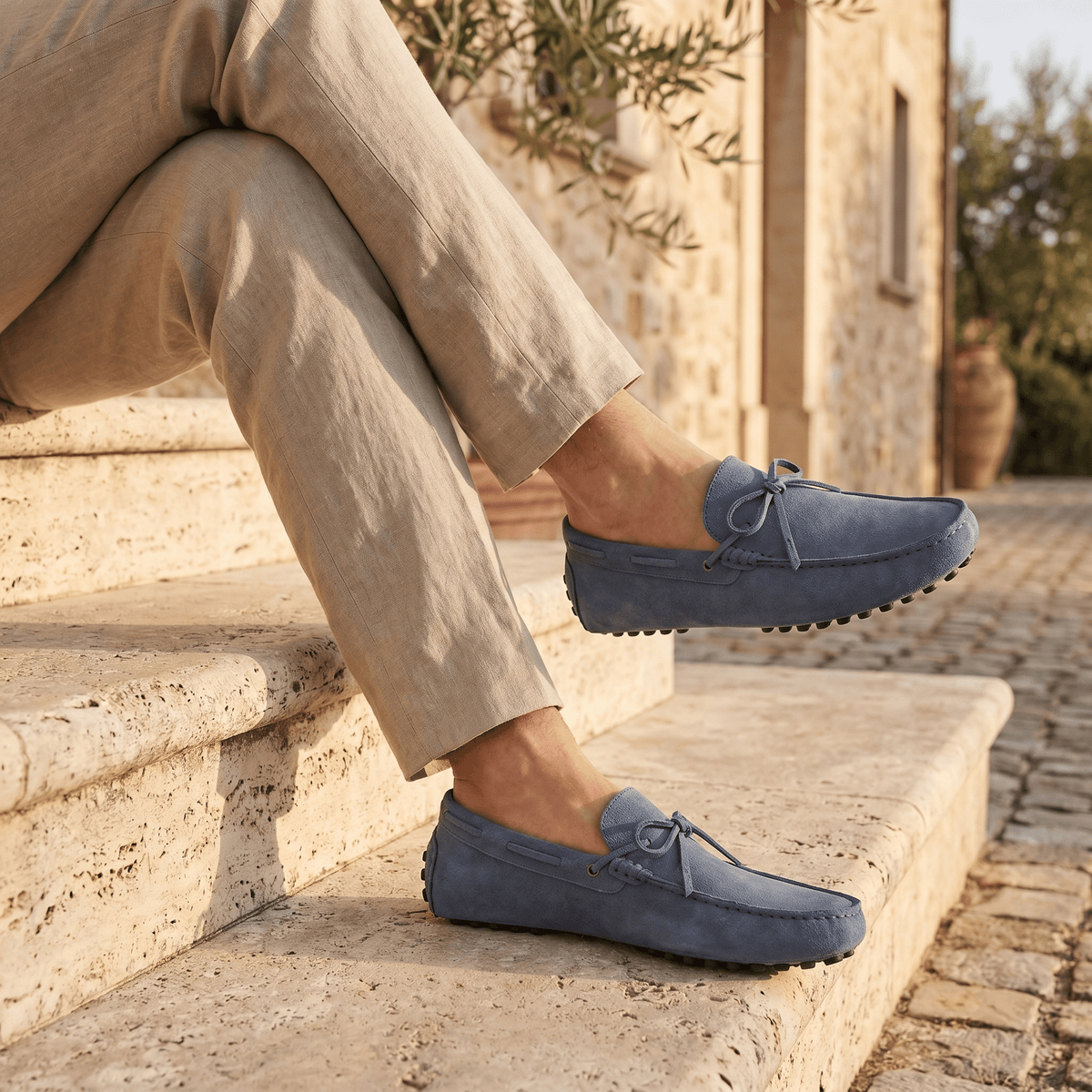Mocassin à Picots en Daim avec Lacets Décoratifs